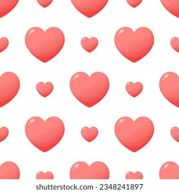 Cute seamless pattern with pink hearts. Vector illustration