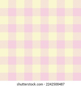Cute seamless pattern pink and yellow plaid. Sweet tartan style.