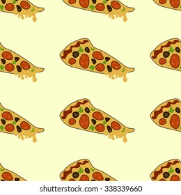 Cute seamless pattern with pizza. Food background in vector.