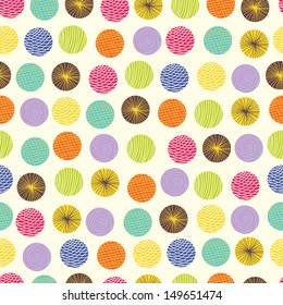 Cute seamless pattern, polka dot fabric, wallpaper, vector.