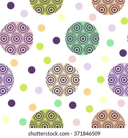 Cute seamless pattern, polka dot fabric, wallpaper, vector.
