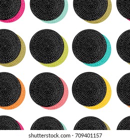 Cute seamless pattern, polka dot fabric, wallpaper, vector.
Tile vector pattern with big polka .