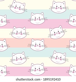 Cute seamless pattern with pretty kittens. Great for baby fabric, textile, wallpaper. Cats. Kids cartoon vector background. Pastel Colors.