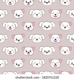Cute seamless pattern with pretty puppies. Great for baby fabric, textile, wallpaper. Dogs. Kids cartoon vector background. Pastel Colors.