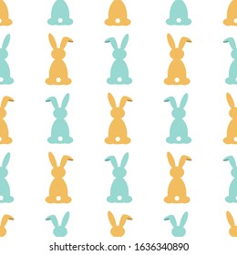 Cute seamless pattern with rabbit back with tail in childish style. Vector illustration