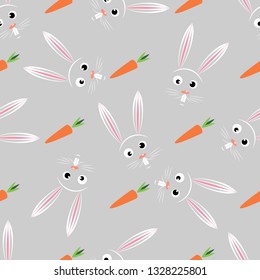 cute seamless pattern with rabbits and carrot . Easter bunnies and carrot