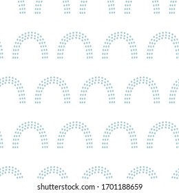 Cute seamless pattern of rainbow, clouds, drops and hearts in the style of Scandi! Ideal for any children's, children's clothing, to create fun, modern invitations for birthdays, baby showers, holiday