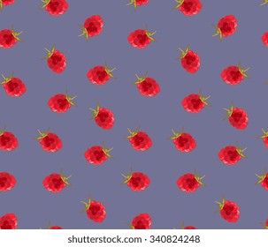 Cute seamless pattern with raspberries. Berry vector background.