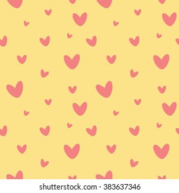 Cute seamless pattern with red hearts. Vector illustration, eps 10