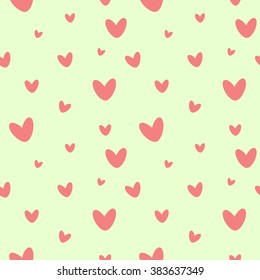 Cute seamless pattern with red hearts. Heart seamless pattern babies design. Baby shower. Vector illustration, eps 10