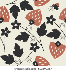 Cute seamless pattern with red strawberries can be used for wrapping paper, textile, linen, cover and more creative designs.