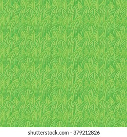 Cute seamless pattern with repeating grass contour on the green background. Vector illustration eps
