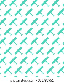 Cute Seamless Pattern. Repetitive Texture with Isolated Airplane Silhouettes on White Background.  Vector Kids Ornament