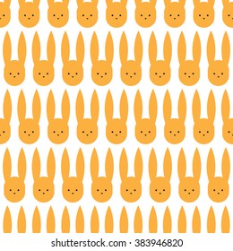 Cute Seamless Pattern. Repetitive Texture with Isolated Rabbits Muzzles on White Background.  Vector Kids Ornament