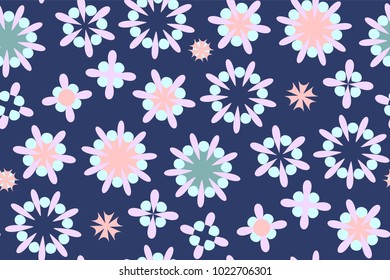 Cute seamless pattern  in retro style. Round shapes, vector illustration. Textile design, wrapping paper.