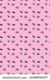 Bonito padrão sem emenda de câmeras estilo retro em rosa suave, perfeito para projetos scrapbook, presentes com temas de fotos, embalagem ou visuais de marca criativa