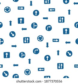 Cute seamless pattern with road signs andarrows on a white background. Illustration in hand drawn style for children's room design, Wallpaper, textile. Vector