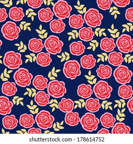 Cute seamless pattern with roses, floral vector illustration background