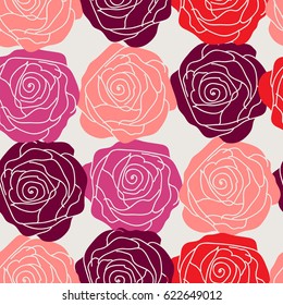Cute seamless pattern with a roses on a white background