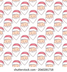 Cute seamless pattern with Santa Claus on white background for Merry Christmas and Happy New Year decor