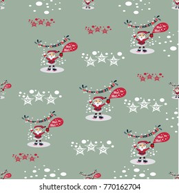 Cute seamless pattern with Santa Claus on background for Merry Christmas and Happy New Year decor