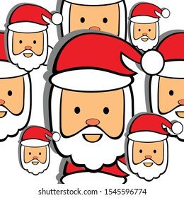 Cute seamless pattern with Santa heads for Christmas and New Year designs and packaging