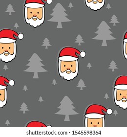 Cute seamless pattern with Santa heads for Christmas and New Year designs and packaging