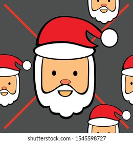 Cute seamless pattern with Santa heads for Christmas and New Year designs and packaging