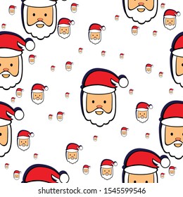 Cute seamless pattern with Santa heads for Christmas and New Year designs and packaging