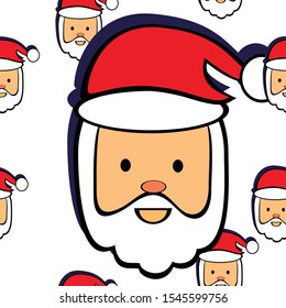Cute seamless pattern with Santa heads for Christmas and New Year designs and packaging