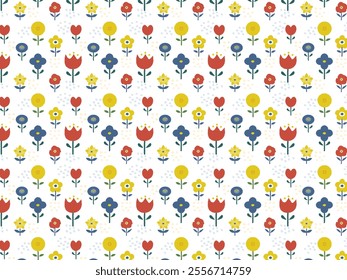 Cute seamless pattern with scandinavian flowers