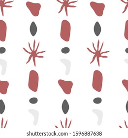 Cute seamless pattern in scandinavian  style with underwater sea nautical  organic shapes. 