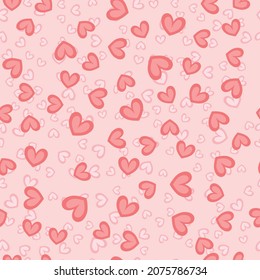 Cute seamless pattern with scattered hearts.