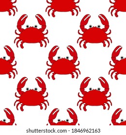 Cute seamless pattern with sea crab on a white background. Marine reptiles in a flat style. Cartoon wildlife for web pages.
Stock vector illustration for decor and design, textiles,
wallpaper
