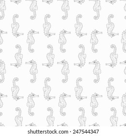 Cute seamless pattern with sea horses made in vector