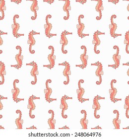 Cute seamless pattern with sea horses made in vector