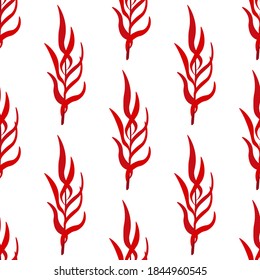 Cute seamless pattern with sea red algae on a white background. Sea plants flat style. Cartoon wildlife for web pages.
Stock vector illustration for decor and design, textiles,
wallpaper