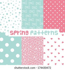 Cute seamless pattern set. Vector background design for fabric and decor.