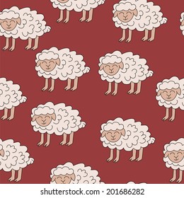 Cute seamless pattern with sheep made in vector.