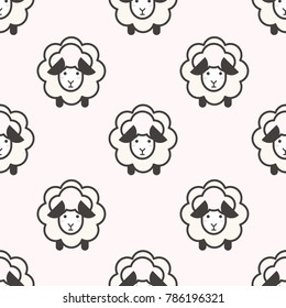 Cute seamless pattern with sheep. vector illustration.