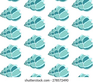 Cute seamless pattern with shells. Vector