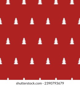 Patrón perfecto con un simple árbol de navidad sobre fondo rojo. Moderno estilo minimalista. Papel de la pared festivo. Ilustración del vector