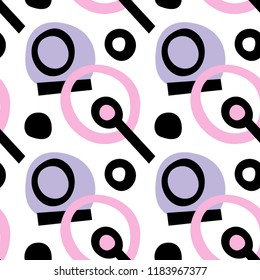 Cute seamless pattern with simple freehand shapes in vector. Handdrawn texture for background, backdrop, wallpaper, wed banner, wrapping paper, children room decoration, fabric or other type of design