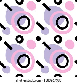 Cute seamless pattern with simple freehand shapes in vector. Handdrawn texture for background, backdrop, wallpaper, wed banner, wrapping paper, children room decoration, fabric or other type of design