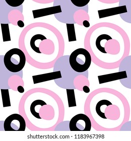 Cute seamless pattern with simple freehand shapes in vector. Handdrawn texture for background, backdrop, wallpaper, wed banner, wrapping paper, children room decoration, fabric or other type of design