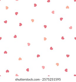 Cute seamless pattern simple style with hearts, fashion fabric print. For textile, St. Valentine decoration, love story, romantic vibe, baby shower party and girl birthday. Vector illustration