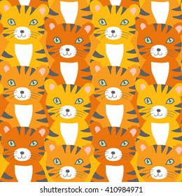 Cute seamless pattern with sitting tigers