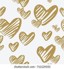 Cute Seamless Pattern With Sketch Heart Doodle