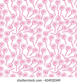 Cute seamless pattern with sketch striped lollipops. hand-drawn illustration