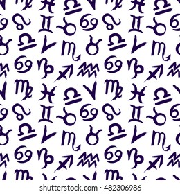cute seamless pattern of sketch zodiac signs. hand-drawn illustration